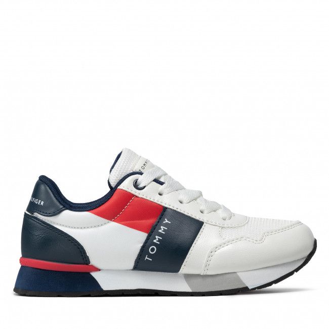 Sneakers TOMMY HILFIGER - Low Cut Lace-Up Sneaker T3B4-32076-0208 M White/Blue X008