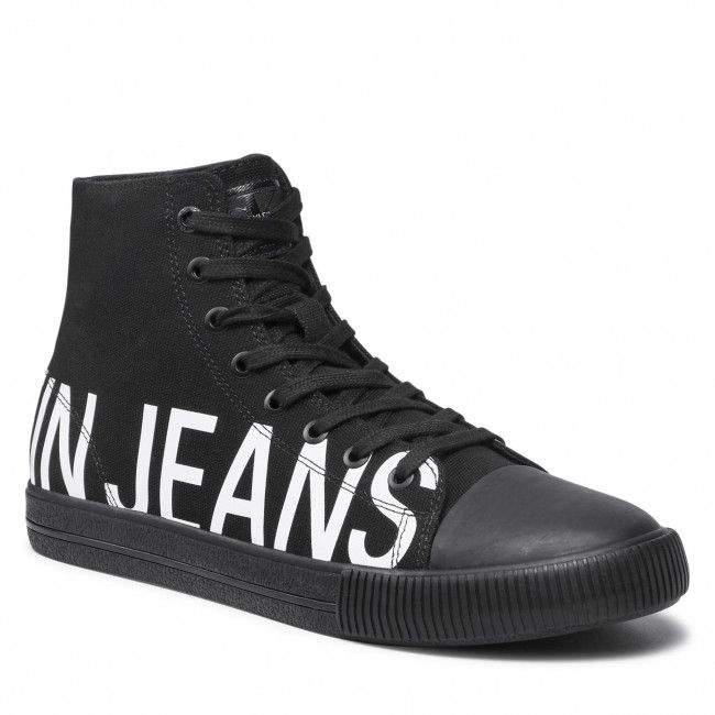 Scarpe da ginnastica Calvin Klein Jeans - Vulcanized Mid Sneaker Logo YM0YM00276 Triple Black 0GJ