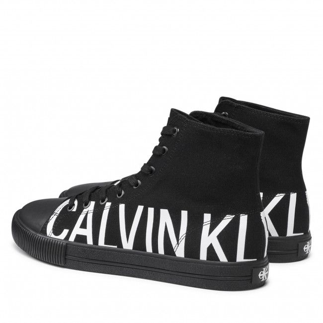 Scarpe da ginnastica Calvin Klein Jeans - Vulcanized Mid Sneaker Logo YM0YM00276 Triple Black 0GJ