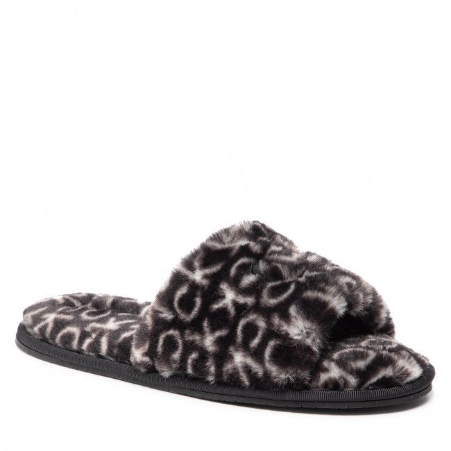 Pantofole CALVIN KLEIN - Slipper Sandal Fur Mono HW0HW00535 Black Mono 0GK