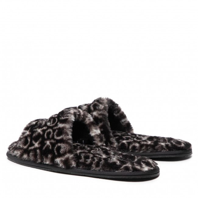 Pantofole CALVIN KLEIN - Slipper Sandal Fur Mono HW0HW00535 Black Mono 0GK