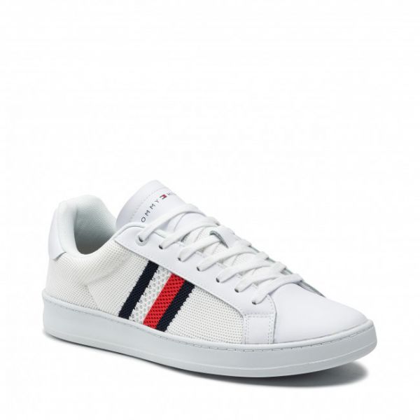 Sneakers TOMMY HILFIGER - Cupsole Court Stripes Knit Mix FM0FM03606 White YBR