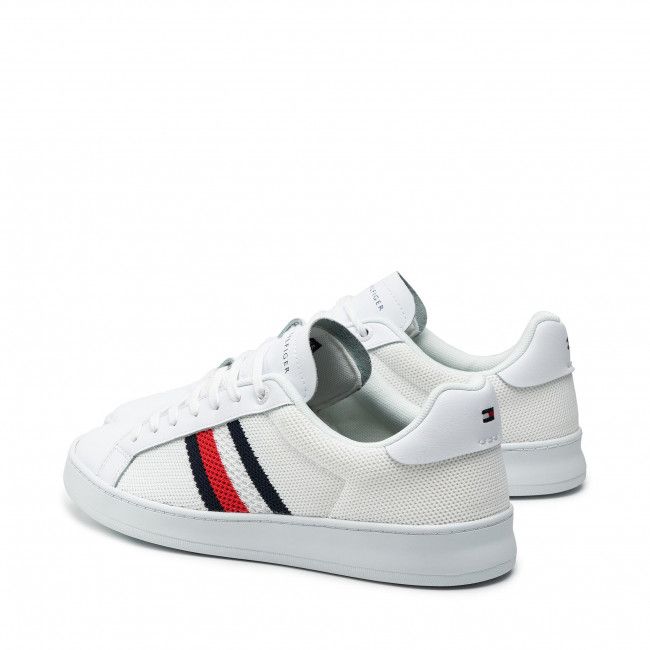 Sneakers TOMMY HILFIGER - Cupsole Court Stripes Knit Mix FM0FM03606 White YBR