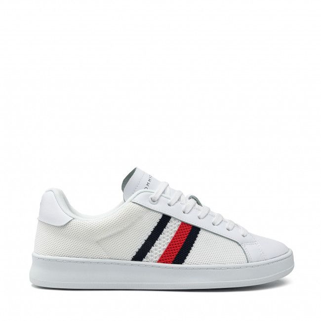 Sneakers TOMMY HILFIGER - Cupsole Court Stripes Knit Mix FM0FM03606 White YBR