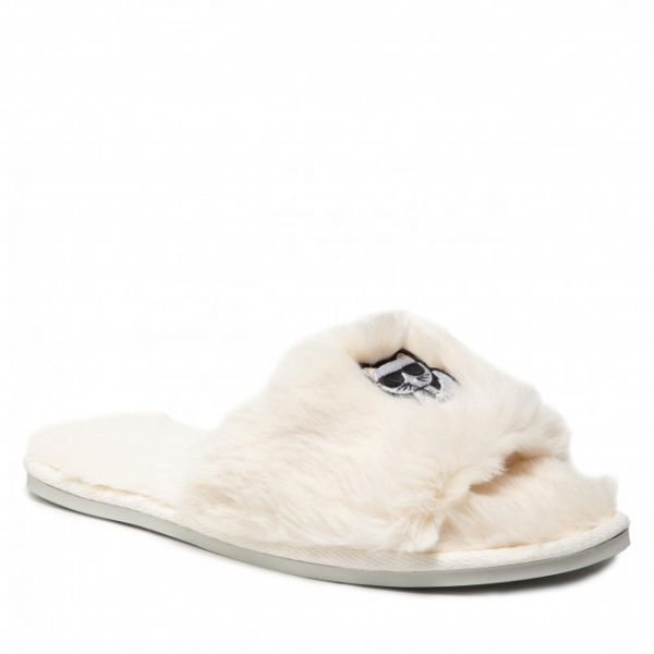 Pantofole KARL LAGERFELD - KL49001T White Synth Fur