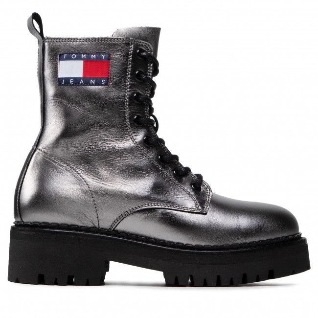 Scarponcini TOMMY JEANS - Metallic Lace Up Boot EN0EN01604 Gun Metal 0IN