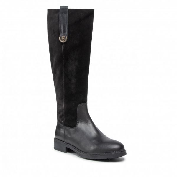 Stivali al ginocchio TOMMY HILFIGER - Th Hardware Suede Longboot FW0FW05971 Black BDS Stivali al ginocchio TOMMY HILFIGER - Th Hardware Suede Longboot FW0FW05971 Black BDS