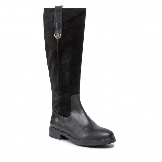 Stivali al ginocchio TOMMY HILFIGER - Th Hardware Suede Longboot FW0FW05971 Black BDS