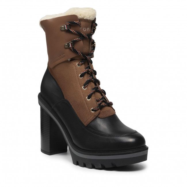 Tronchetti TOMMY HILFIGER - Warmlined High Heel Outdoor Boot FW0FW06009 Natural Cognac GTU