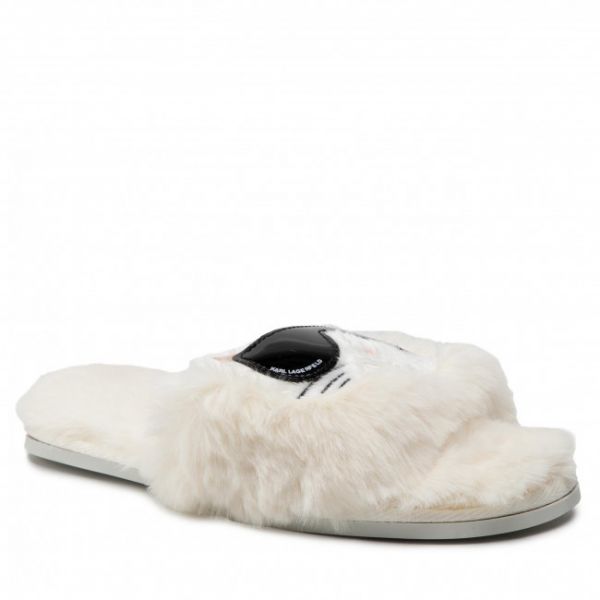 Pantofole KARL LAGERFELD - KL49110 White Synth Fur