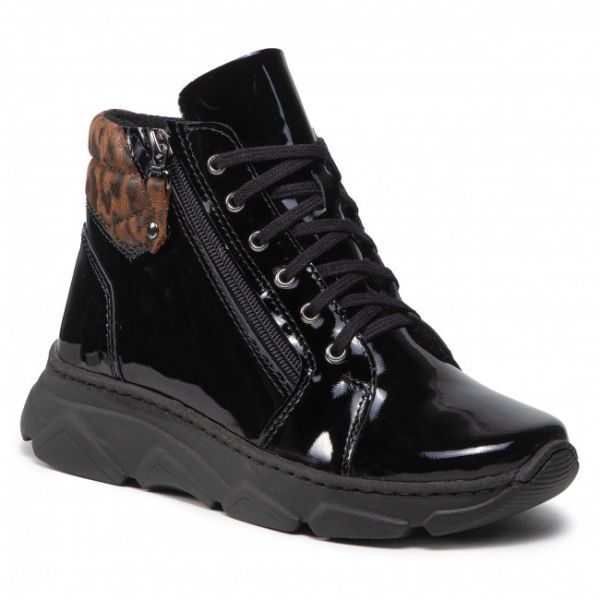 Tronchetti WALDI - 1005 Czarny Lakier/Brąz Panterka