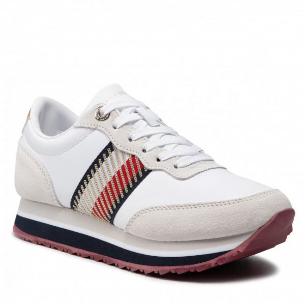 Sneakers TOMMY HILFIGER - Th Corporate Sequins Runner FW0FW06077 White YBR Sneakers TOMMY HILFIGER - Th Corporate Sequins Runner FW0FW06077 White YBR