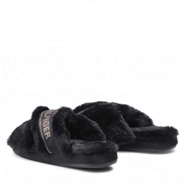 Pantofole TOMMY HILFIGER - Shiny Webbing Furry Slipper FW0FW06092 Black BDS