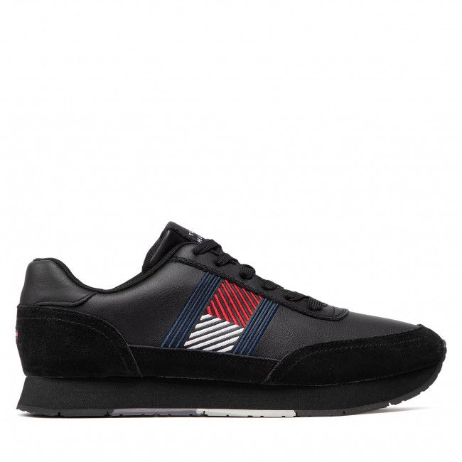 Sneakers Tommy Hilfiger - Essential Runner Flag Leather FM0FM03928 Black BDS