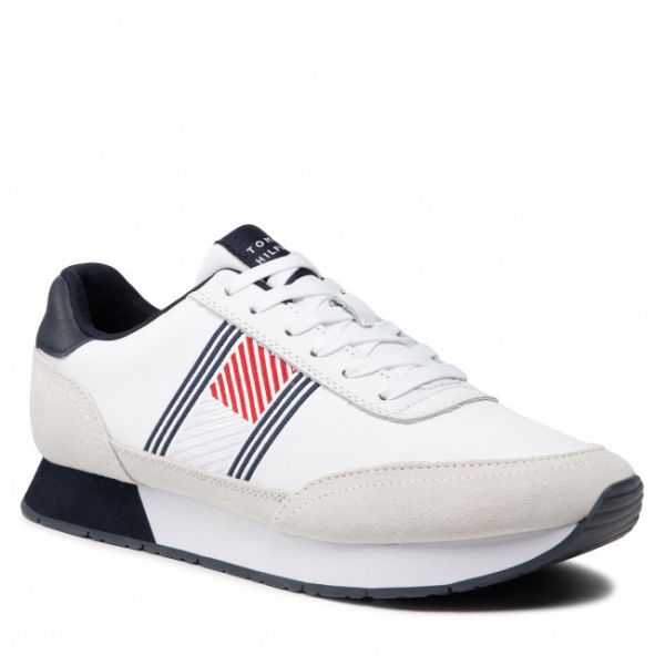Sneakers Tommy Hilfiger - Essential Runner Flag Leather FM0FM03928 White YBR Sneakers Tommy Hilfiger - Essential Runner Flag Leather FM0FM03928 White YBR