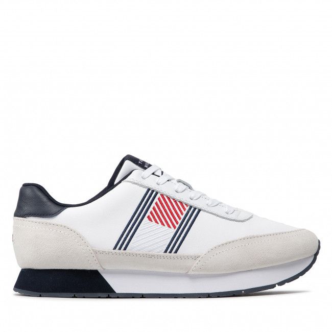 Sneakers Tommy Hilfiger - Essential Runner Flag Leather FM0FM03928 White YBR