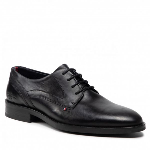 Scarpe basse TOMMY HILFIGER - Signature Hilfiger Leather Shoe FM0FM03929 Black BDS Scarpe basse TOMMY HILFIGER - Signature Hilfiger Leather Shoe FM0FM03929 Black BDS