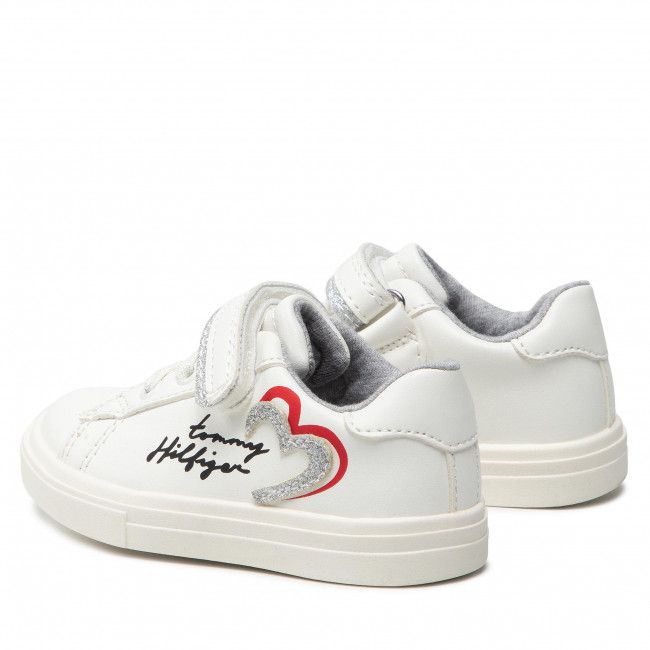 Sneakers TOMMY HILFIGER - Low Cut Lace-Up/Velcro Sneaker T1A4-32132-1374 M White/Silver X025