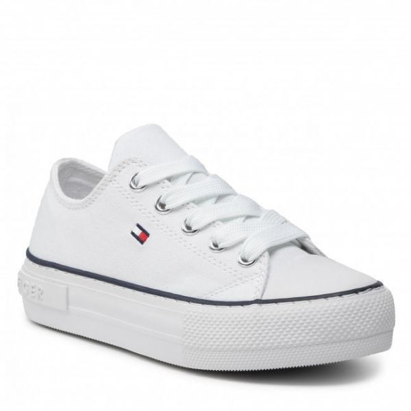 Scarpe da ginnastica TOMMY HILFIGER - Low Cut Lace-Up Sneaker T3A4-32118-0890100 M White 100 Scarpe da ginnastica TOMMY HILFIGER - Low Cut Lace-Up Sneaker T3A4-32118-0890100 M White 100