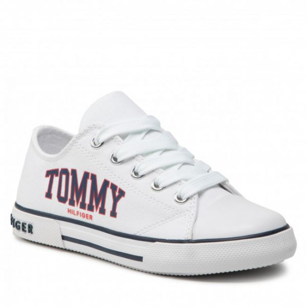 Scarpe da ginnastica Tommy Hilfiger - Low Cut Lace-Up Sneaker T3X4-32208-1352 M White 100 Scarpe da ginnastica Tommy Hilfiger - Low Cut Lace-Up Sneaker T3X4-32208-1352 M White 100