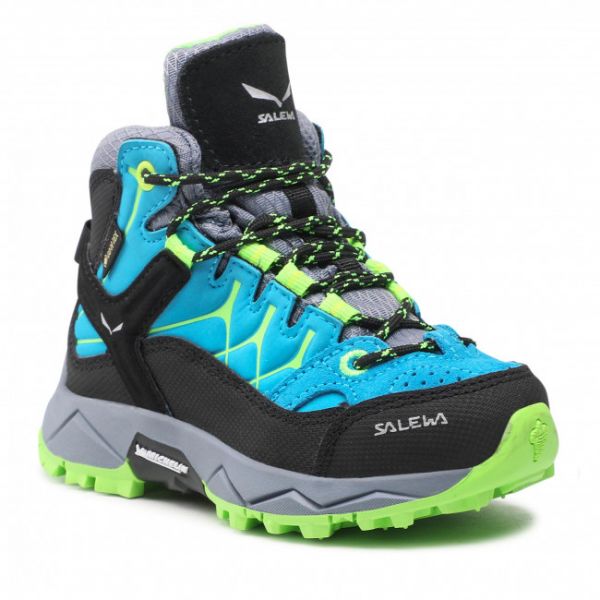 Scarpe da trekking Salewa - Jr Alp Trainer Mid Gtx GORE-TEX 8375 Blue Danube/Fluo Green Scarpe da trekking Salewa - Jr Alp Trainer Mid Gtx GORE-TEX 8375 Blue Danube/Fluo Green