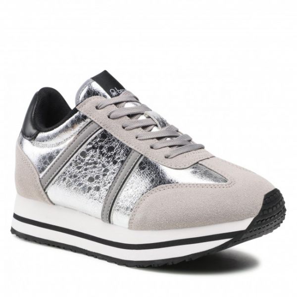 Sneakers UNITED COLORS OF BENETTON - Vex Laminato BTW123206 Silver/Black 4020 Sneakers UNITED COLORS OF BENETTON - Vex Laminato BTW123206 Silver/Black 4020