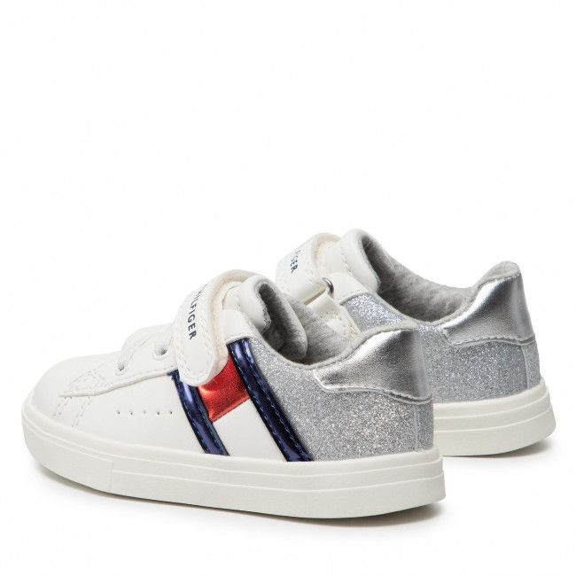 Sneakers TOMMY HILFIGER - Low Cut Lace-Up Velcro Sneaker T1A4-32127-1358 S White/Silver X025