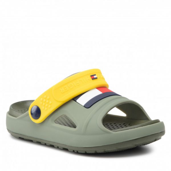 Sandali Tommy Hilfiger - Comfy Sandal Military T1B2-32262-0083 S Green/Yellow X997 Sandali Tommy Hilfiger - Comfy Sandal Military T1B2-32262-0083 S Green/Yellow X997