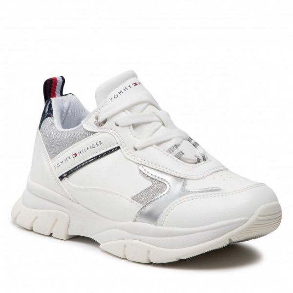 Sneakers Tommy Hilfiger - Low Cut Lace-Up Sneaker T3A4-32162-0196Y955 M White/Silver/Blu Y955 Sneakers Tommy Hilfiger - Low Cut Lace-Up Sneaker T3A4-32162-0196Y955 M White/Silver/Blu Y955