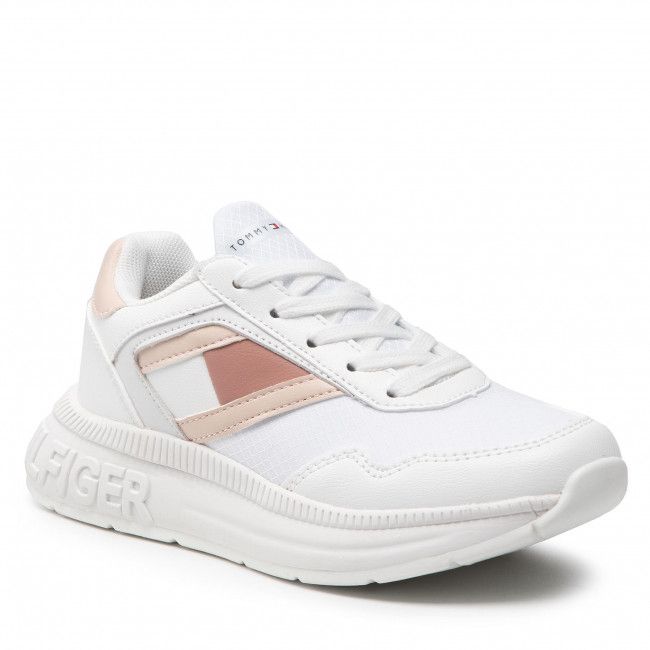 Sneakers TOMMY HILFIGER - Low Cut Lace-Up Sneaker T3A4-32167-0733 M White/Pink X134