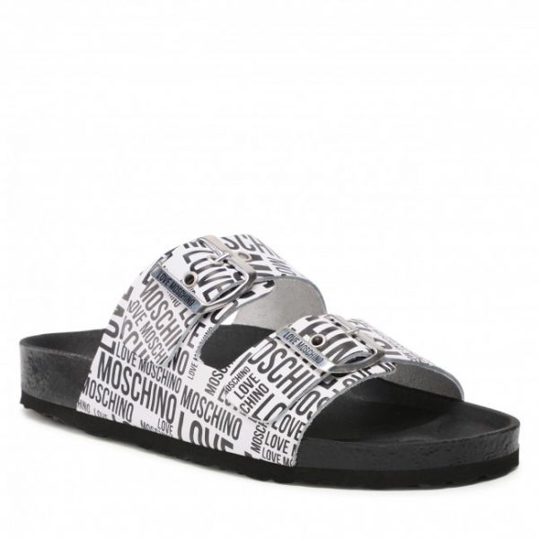 Ciabatte LOVE MOSCHINO - JA28073G1EIJ010A Bia/Ner Ciabatte LOVE MOSCHINO - JA28073G1EIJ010A Bia/Ner