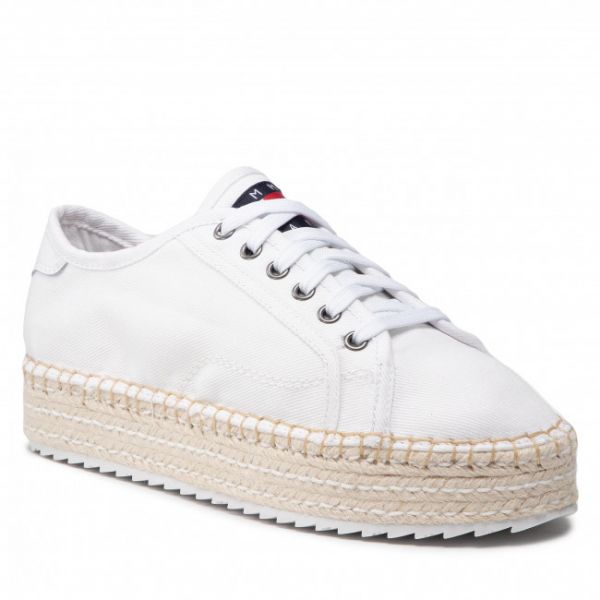 Espadrillas TOMMY JEANS - Lace Up Esspadrilles EN0EN01813 White YBR