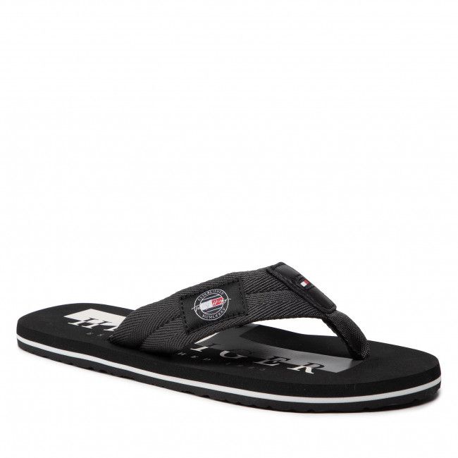 Infradito TOMMY HILFIGER - Badge Beach Sandal FM0FM03981 Dark Ash PTY