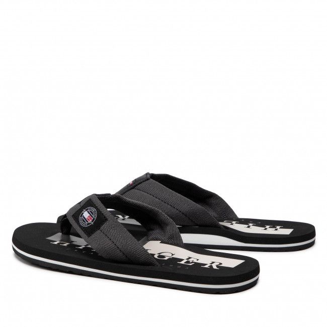 Infradito TOMMY HILFIGER - Badge Beach Sandal FM0FM03981 Dark Ash PTY