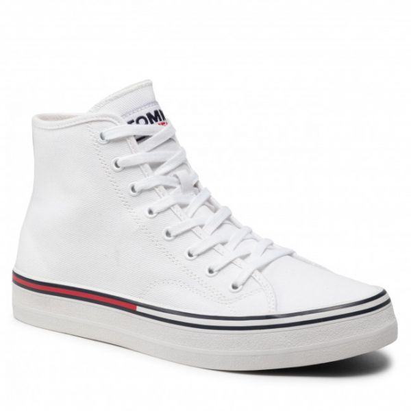 Sneakers TOMMY JEANS - Essential Mid Cut EM0EM00967 White YBR