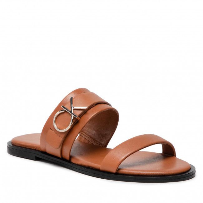 Ciabatte CALVIN KLEIN - Almond Flat Slide Whdw HW0HW00679 Cognac GE6