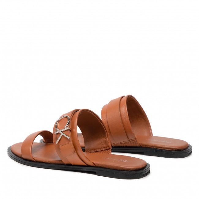 Ciabatte CALVIN KLEIN - Almond Flat Slide Whdw HW0HW00679 Cognac GE6