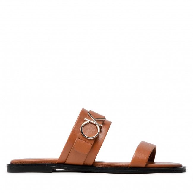 Ciabatte CALVIN KLEIN - Almond Flat Slide Whdw HW0HW00679 Cognac GE6