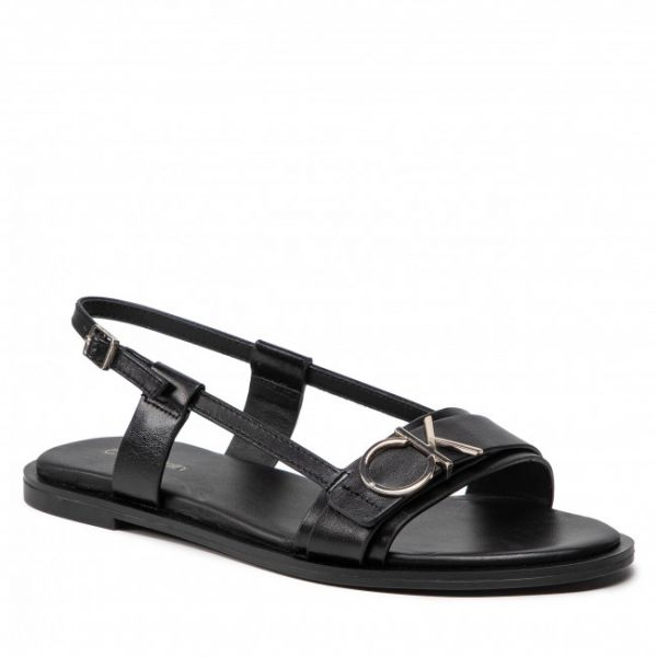 Sandali CALVIN KLEIN - Almond Flat Sandal W/Hdw HW0HW00680 Ck Black BAX