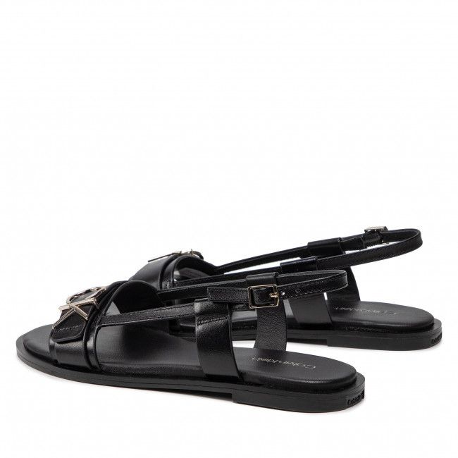 Sandali CALVIN KLEIN - Almond Flat Sandal W/Hdw HW0HW00680 Ck Black BAX