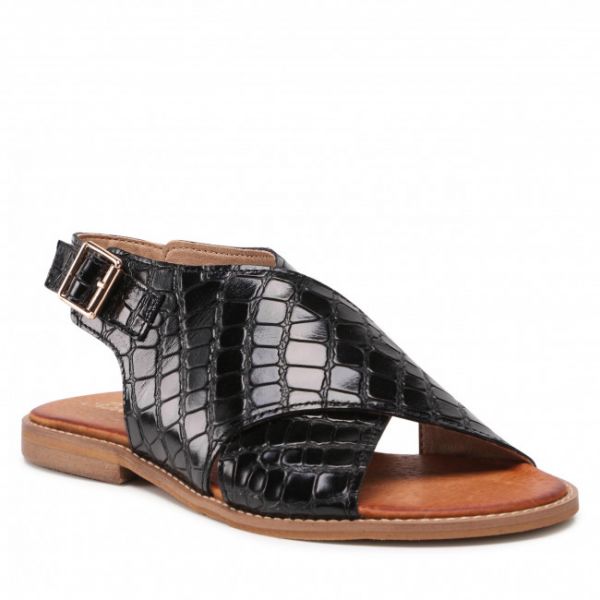 Sandali ROBERTO - 3019 Czarny Wąż Mat