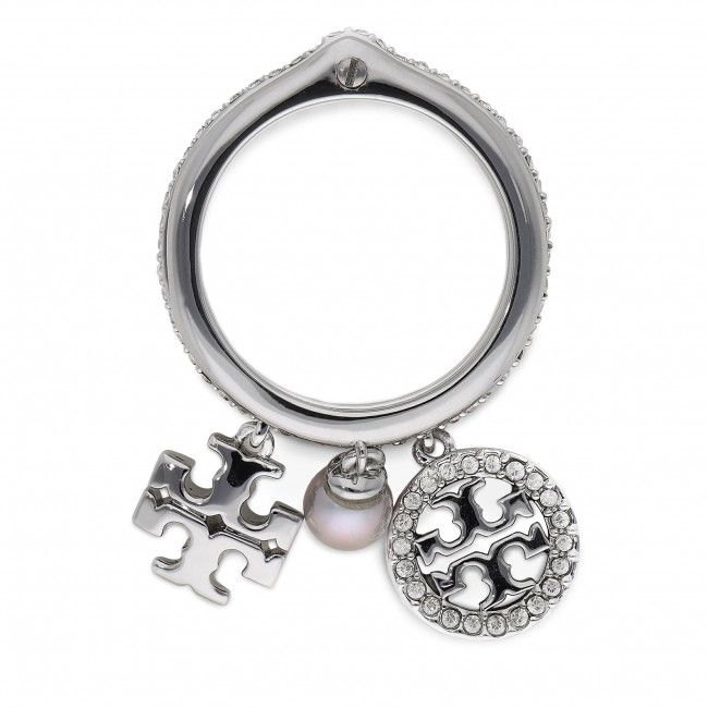 Anello Tory Burch - Miller Pave Charm Ring 76348 Tory Silver/Crystal/Pearl 047