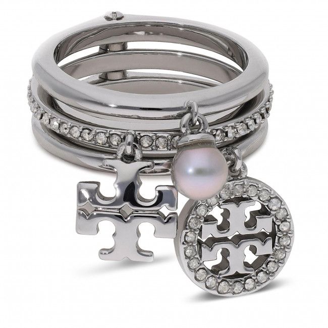 Anello Tory Burch - Miller Pave Charm Ring 76348 Tory Silver/Crystal/Pearl 047