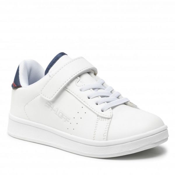 Sneakers SHONE - 15012-130 White Navy/Red Sneakers SHONE - 15012-130 White Navy/Red