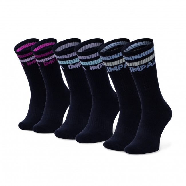 Set di 3 paia di calzini lunghi da donna IMPALA - Stripe Sock 3 Pack IM787000 Black