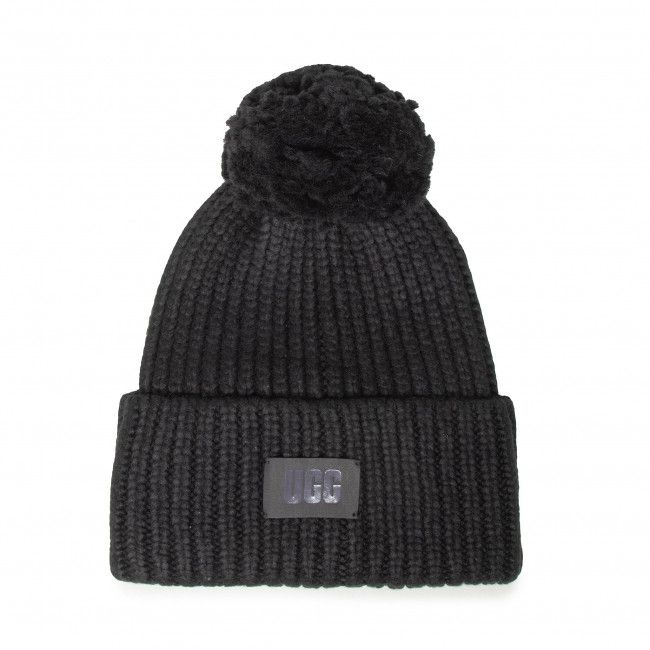 Berretto Ugg - W Chunky Rib Knit Beanie W Pom 20165 Black