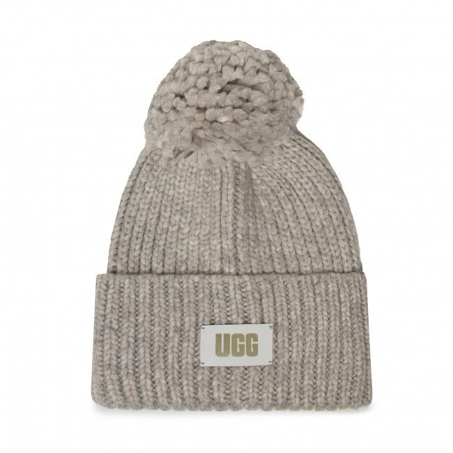 Berretto Ugg - W Chunky Rib Knit Beanie W Pom 20165 Light Grey