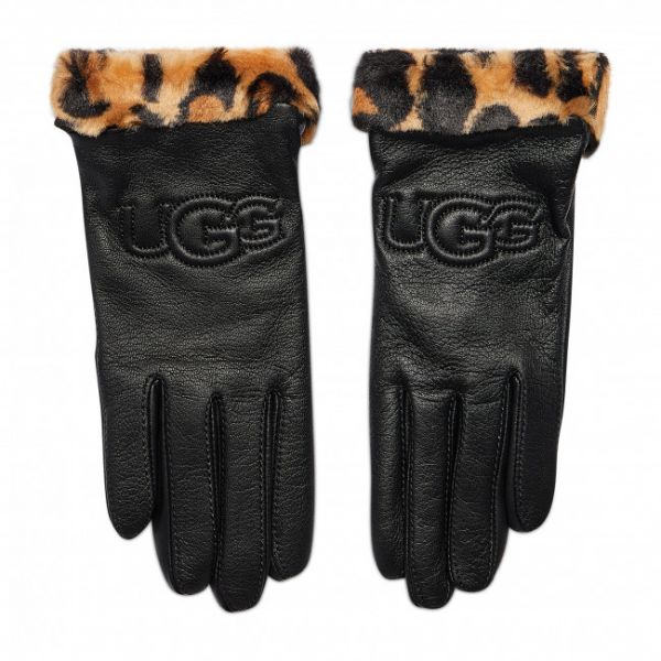 Guanti da donna UGG - W Leather Logo W Faux Fur Cuff 20187 Black Multi Guanti da donna UGG - W Leather Logo W Faux Fur Cuff 20187 Black Multi
