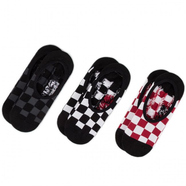 Set di 3 paia di pedulini unisex VANS - Classic Super No Show VN000XS9RLM1 r.38,5/42 Red/White Check