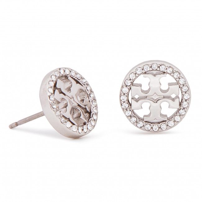 Orecchini Tory Burch - Crystal Logo Circle Stud Earring 53422 Tory Silver/Crystal 042